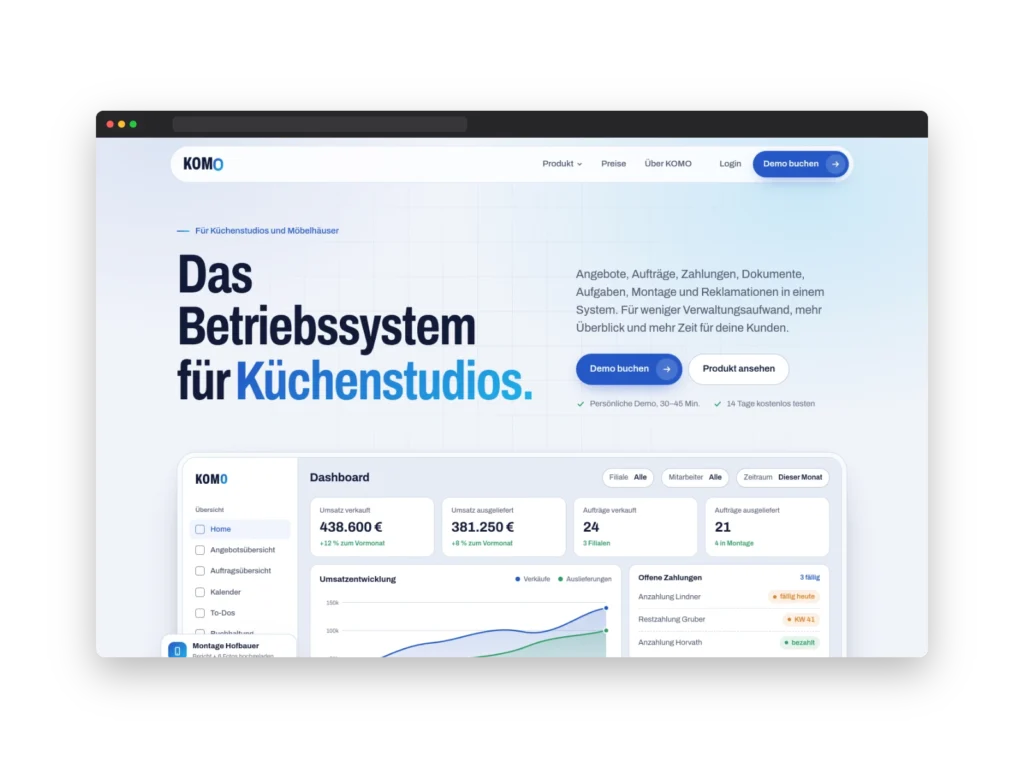KOMO Software desktop mockup