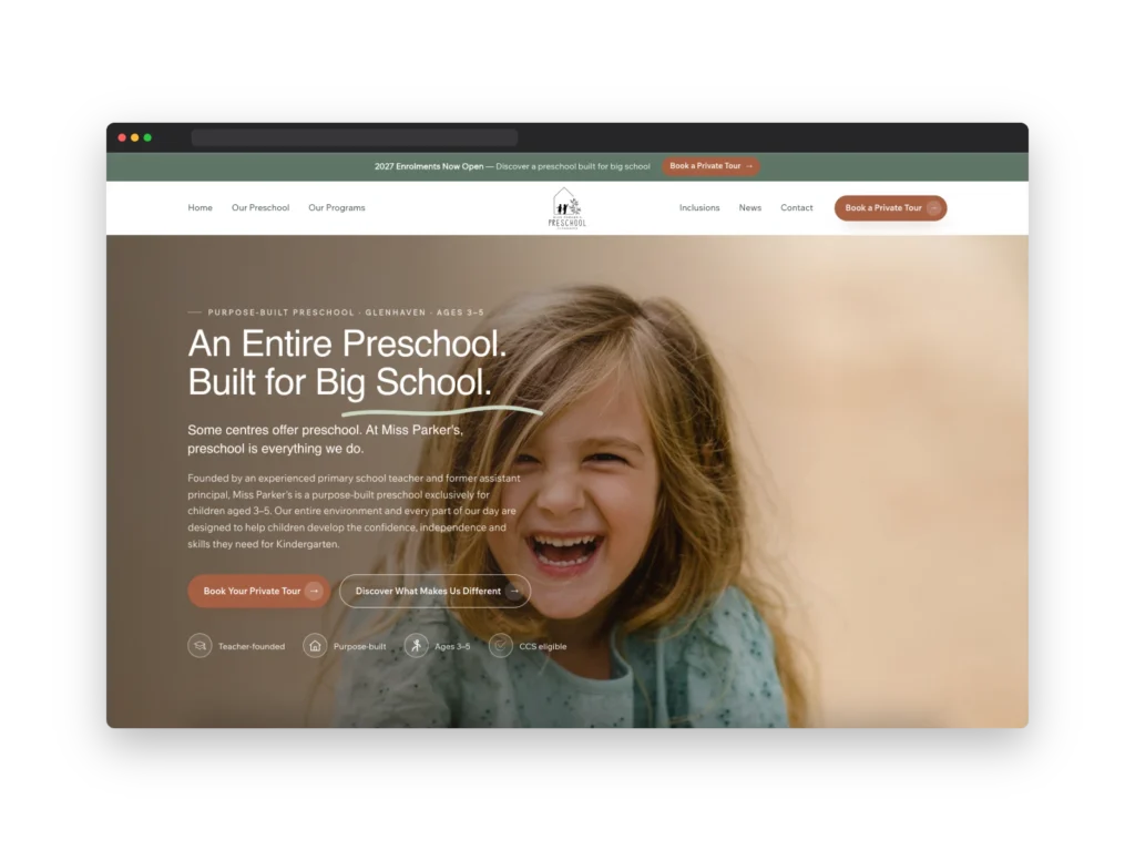 Miss Parker's Preschool desktop mockup