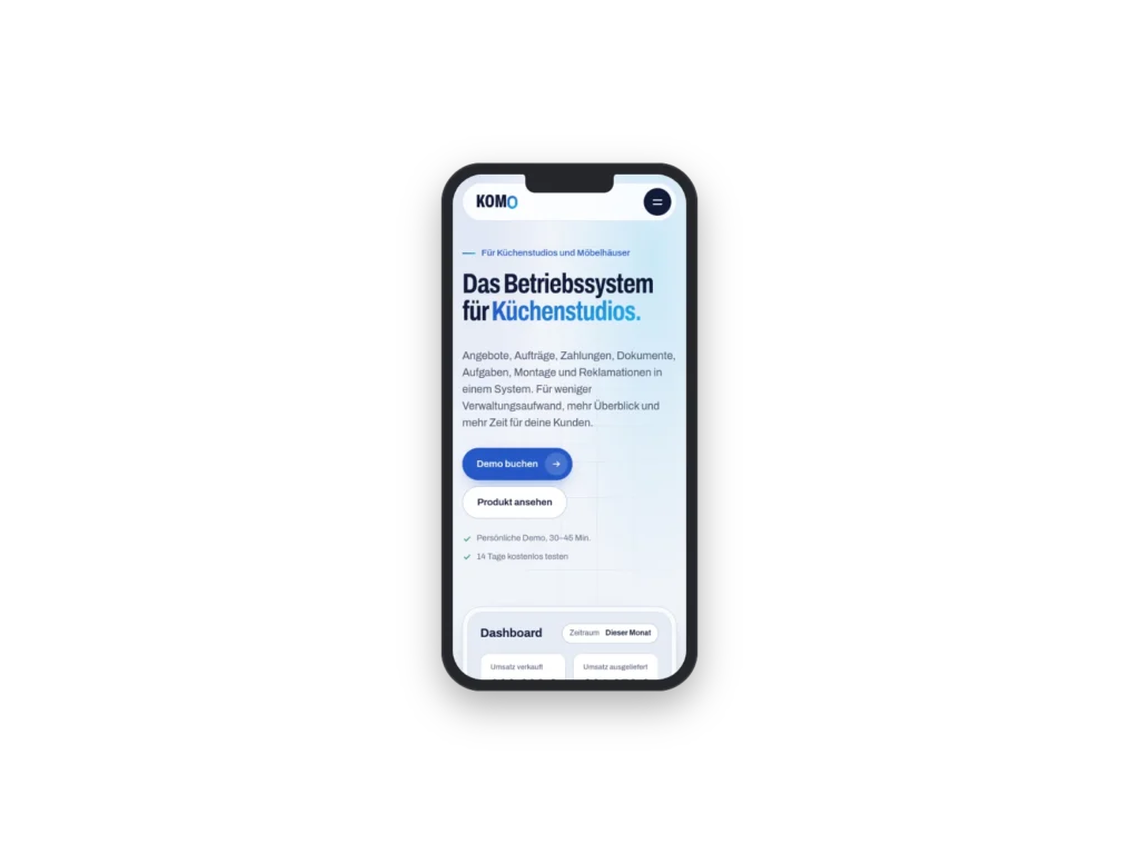 KOMO Software mobile mockup