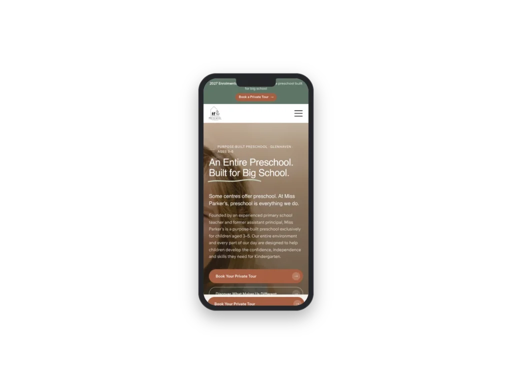 Miss Parker's Preschool mobile mockup
