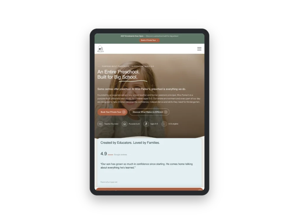 Miss Parker's Preschool tablet mockup